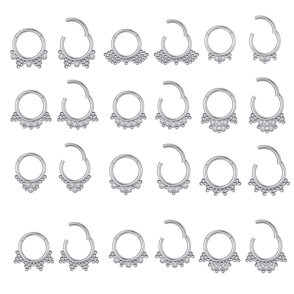 Chic Hypoallergenic Piercing CZ Water droplets fan-haped Earring Cartilage Conch Tragus Piercing Septum Nose Ring Jewelry