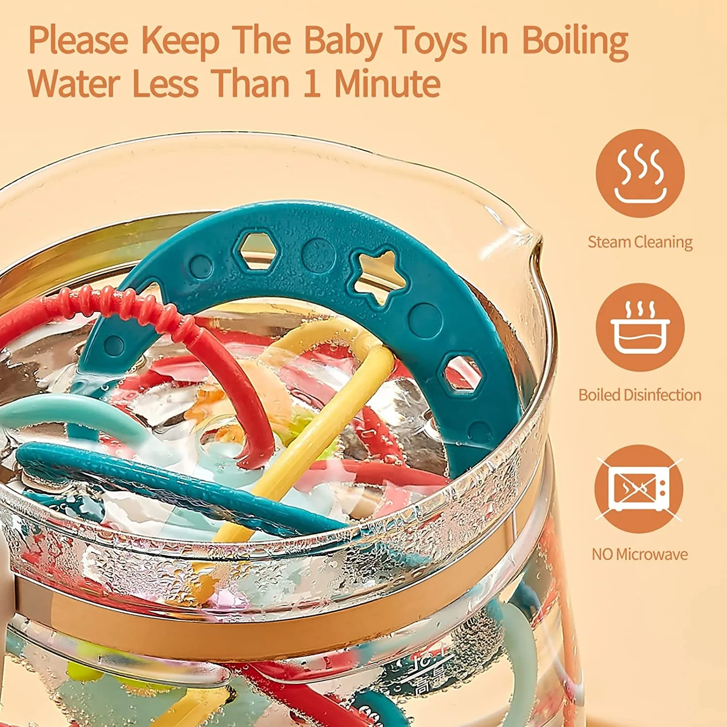 Silicone Sensory Teether Toy for Kids Grasping Ball Baby Chew Toys Rattle Activity Teether Ball Easy to Hold for Infants