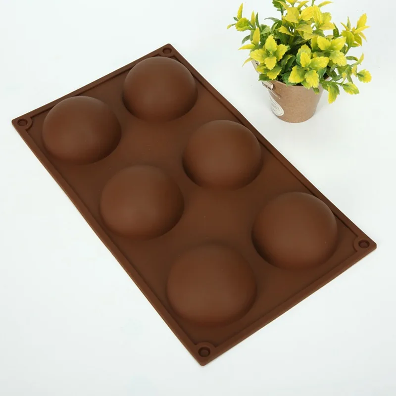 Food Grade  Approved Wholesale 6 Cavities Big 70mm Half Sphere Baking Mold Silicone Cake Mold