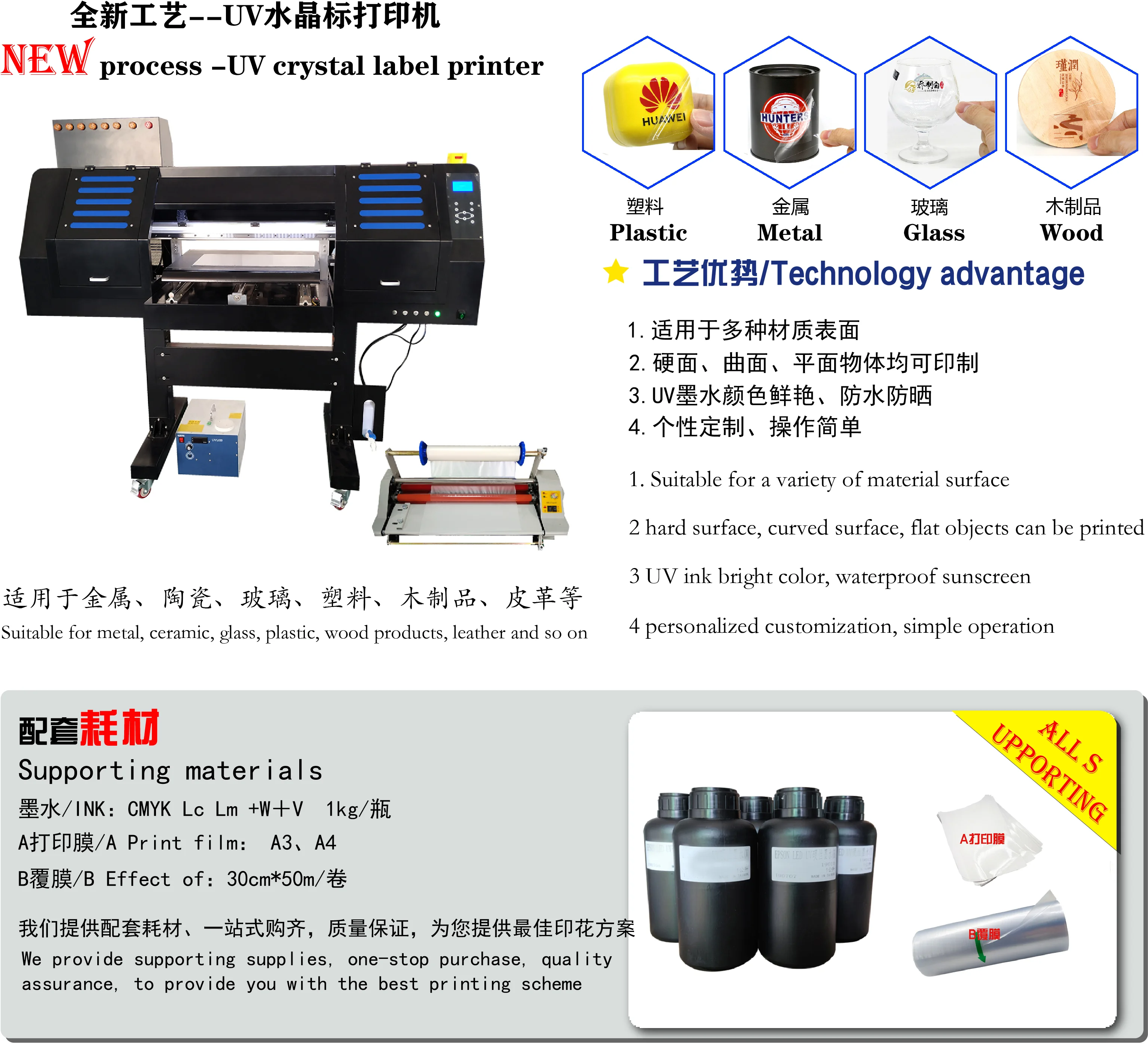 УФ Кристалл этикетки ламинирования машина Epson i3200-U1 * 3