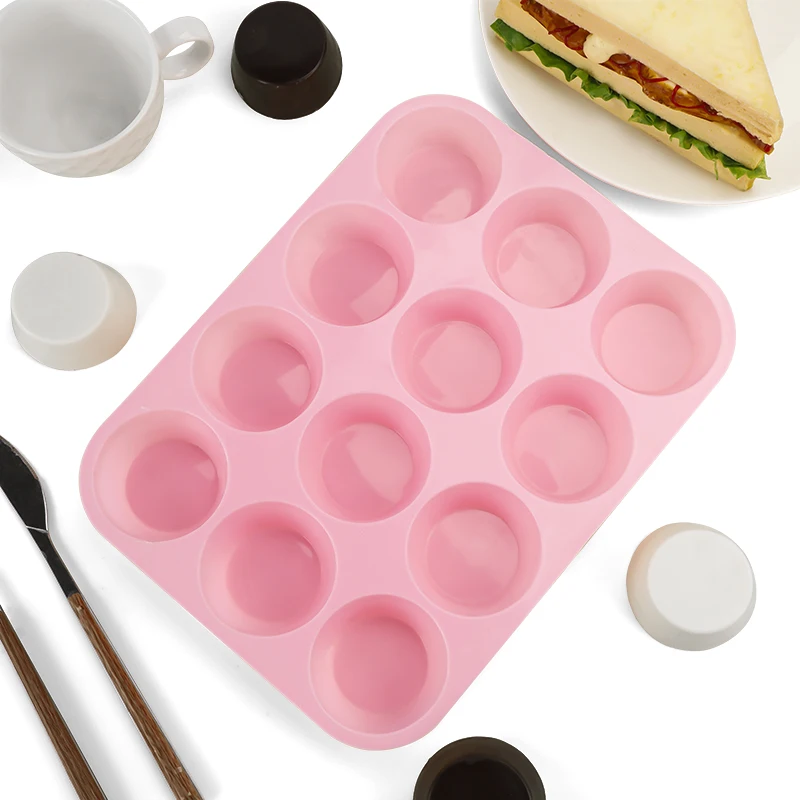 12 Holes Cake Tools Round Silicone Cake Molds For Cupcake Chocolate Cake Jelly Pudding Handmade Soap Round Shape silicone mold
