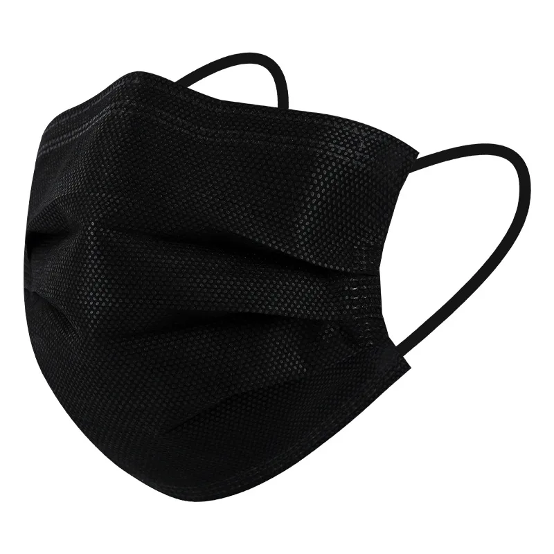 Black Disposable Face Masks 3-Layer Filters Breathable Comfortable Protection Protective Nose Mouth Covering Dust Mask