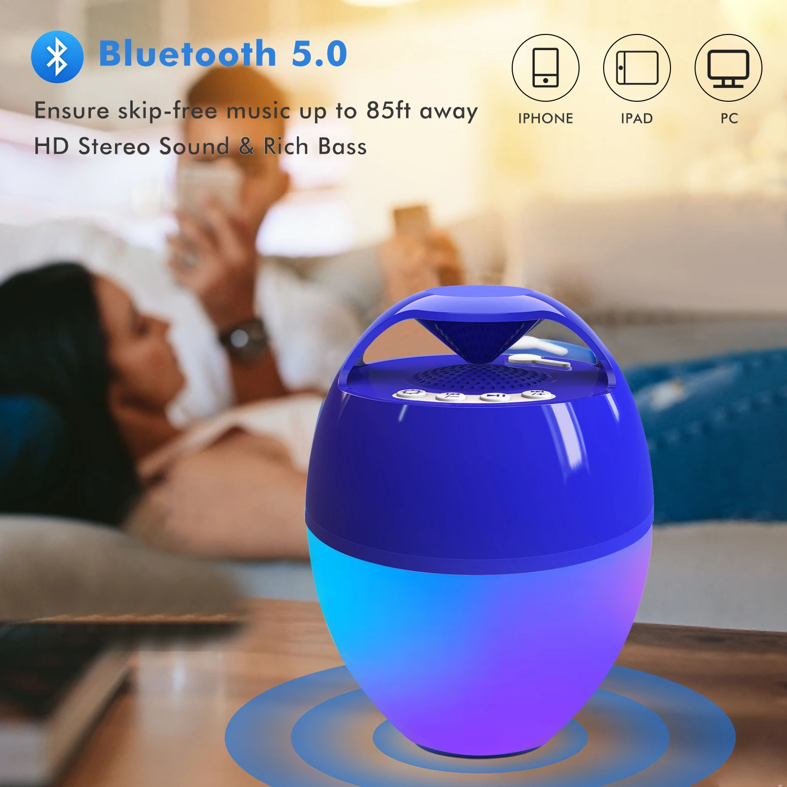 Cootway 2024 New Arrivals IP68 Wireless waterproof portable with RGB light for Beach Pool Parties Pool Speaker