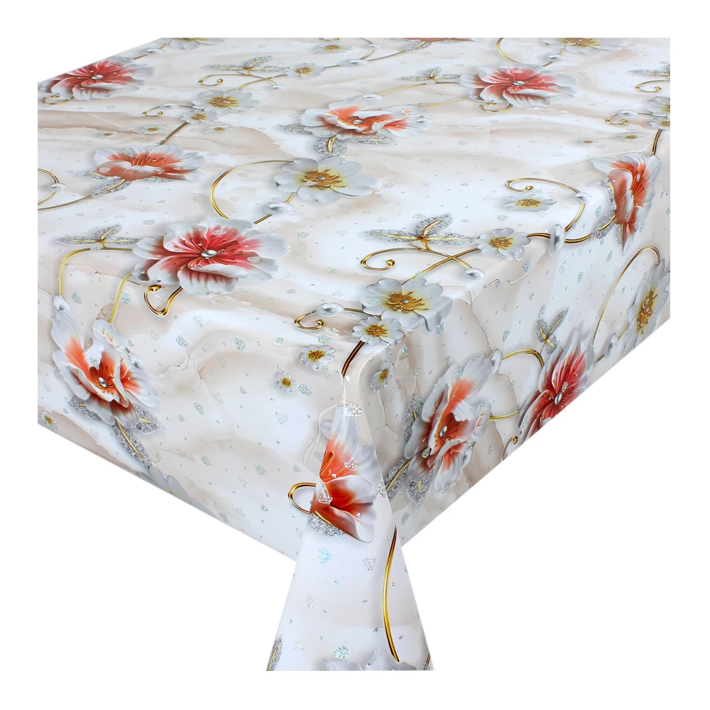 Wholesale luxury high quality gold roll water proof PVC fabric tablecloth in roll