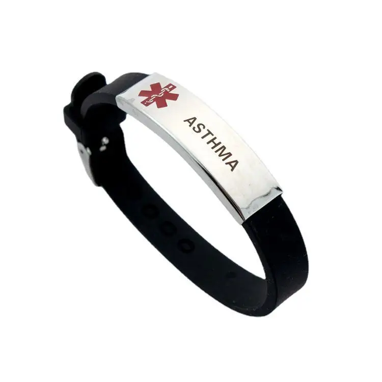 New Explosive Fashion Stainless Steel Silicone Rubber Medical Bracelet Fashion Jewelry can engravable bracelet 2023