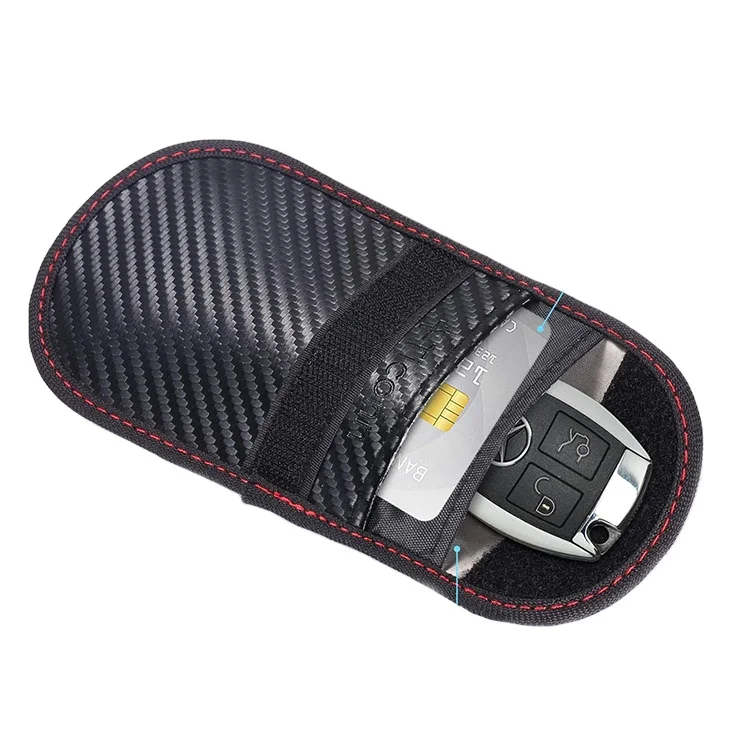 Carbon Fiber Faraday Key Fob Protector Compact Pocket Size Signal Blocking Faraday Pouch Car Key Case Wallets Faraday Bag