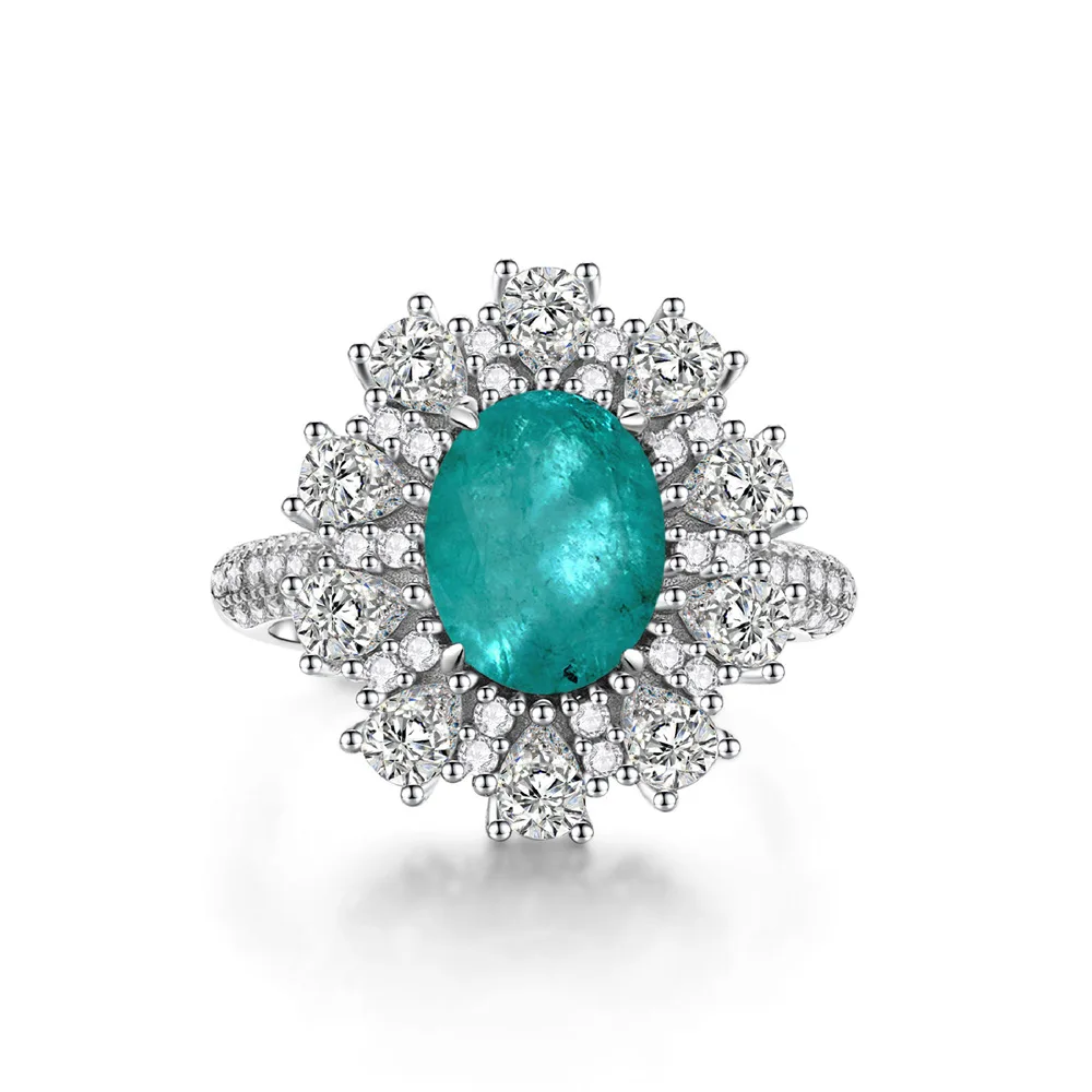 wholesale jewelry supplies 925 silver blue Paraiba gemstone ring ring white gold for 2023 summer