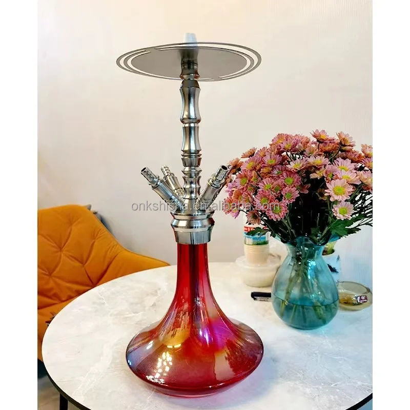 4 шланга металлический кальян алюминиевый набор для кальяна chicha sheesha стеклянный Роскошный Металлический полный комплект