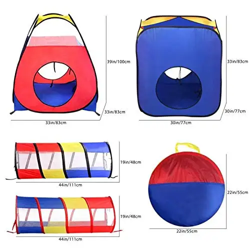 Wholesale Custom Children Play Tent 3 in 1 Pop up Play Tent With Tunnel for Kids Outdoor Soft Play Tunnel House Tent