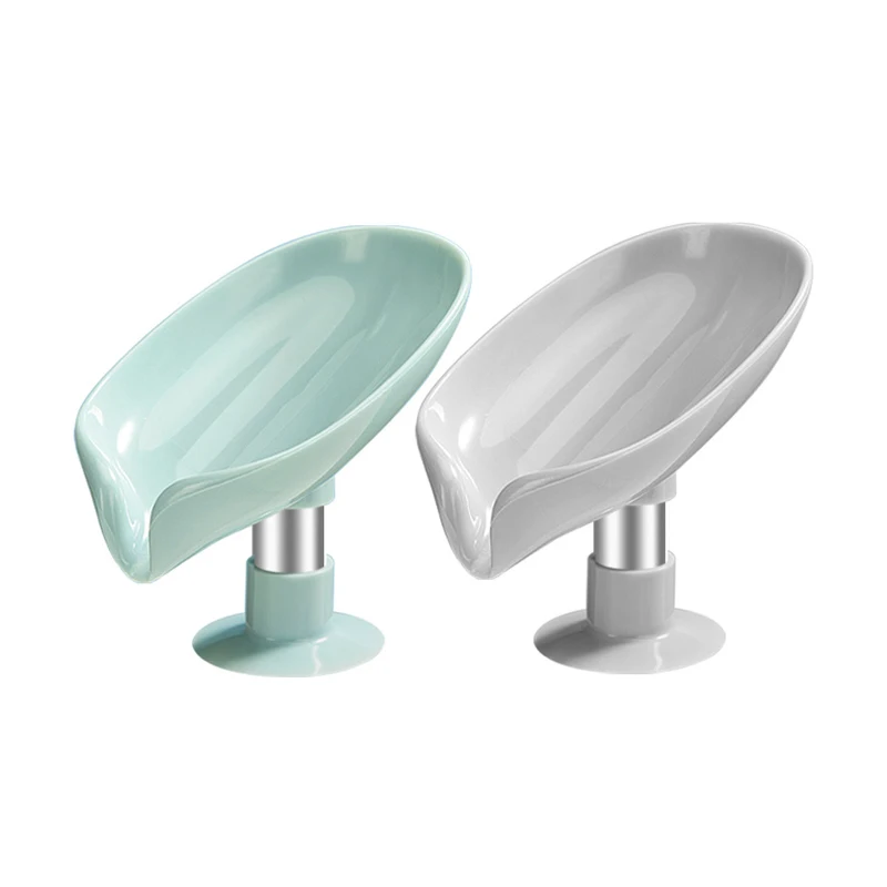 Plastic Leaf Drain Box Soap Modern ABS Tray Holder Leaf Shape Suction Cup Soap Dishes for Bathroom Hotel