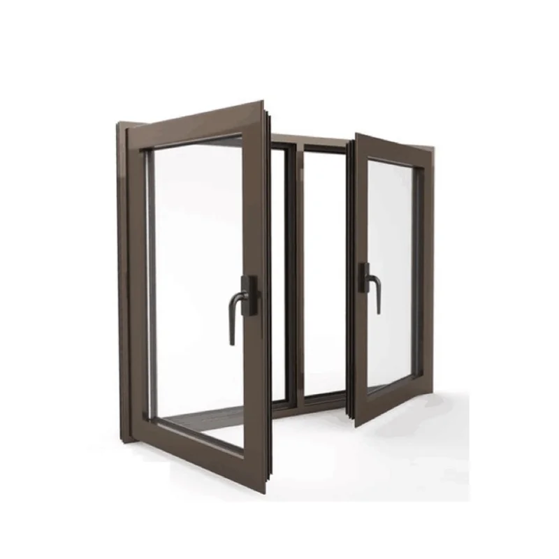 Aluminum hurricane proof soundproof glass windows white black double glazed insulated glass casement swing window