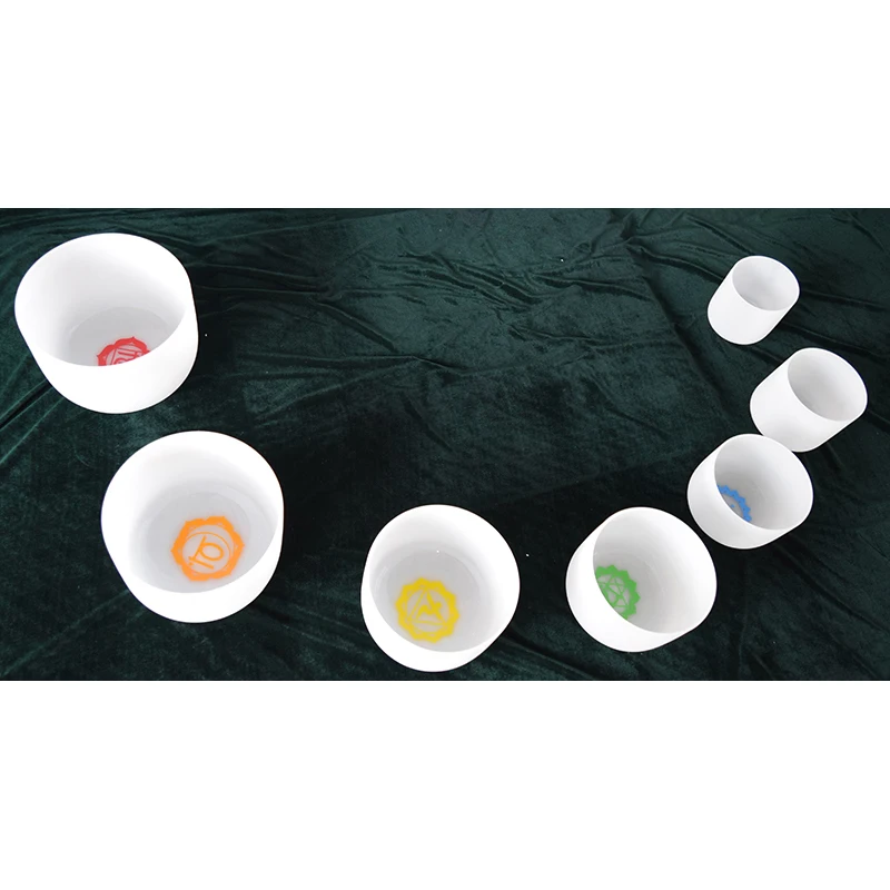 free mallets Chakra mark Singing Bowl  Set  432 HZ Color gradient 7pcs of 6-12inch Kristall-Klangschale