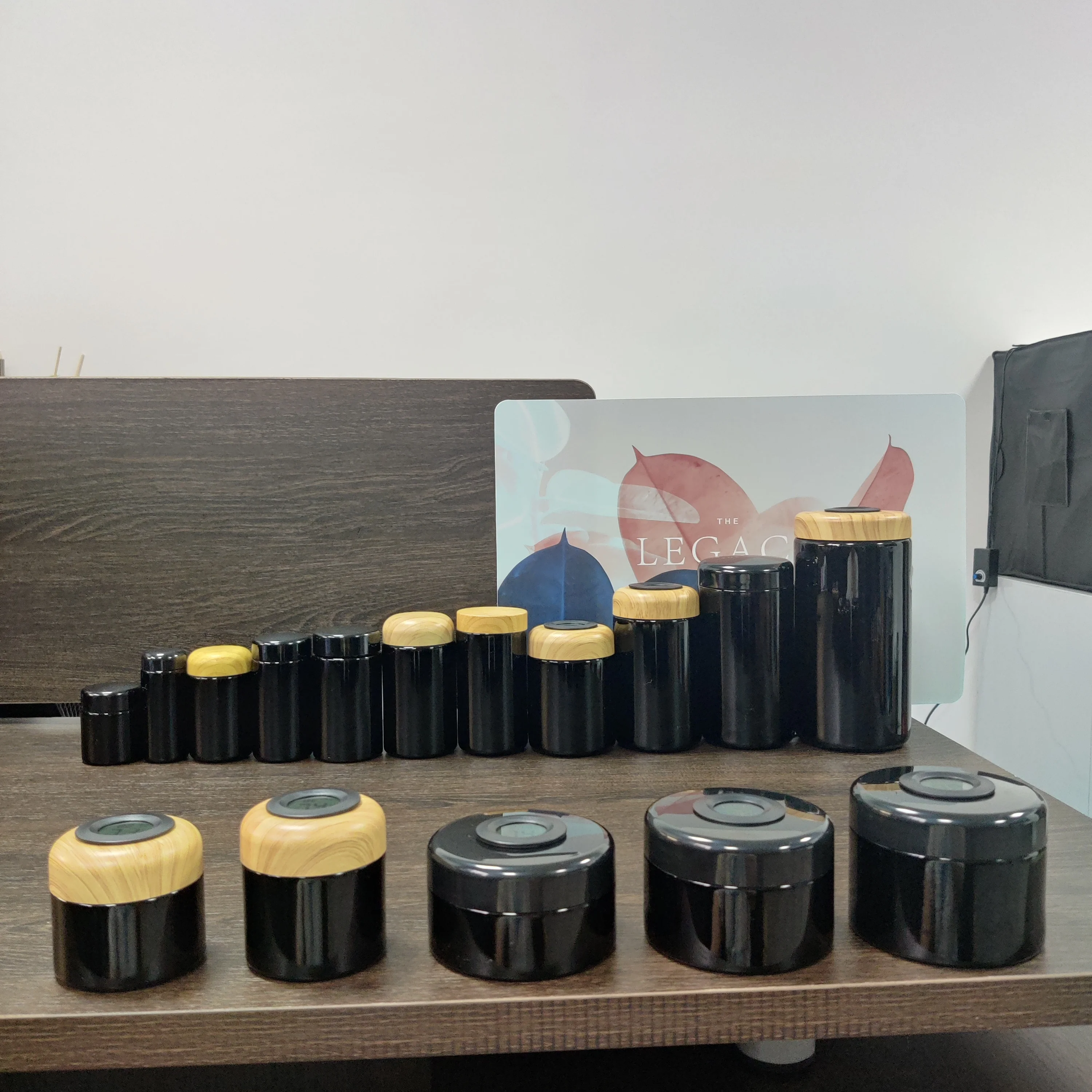 Round Large 250g 500g UV Black Dark Ultra Violet Stash Jar Herb UV Smell Proof Air Tight Ultraviolet Storage Glass Jar