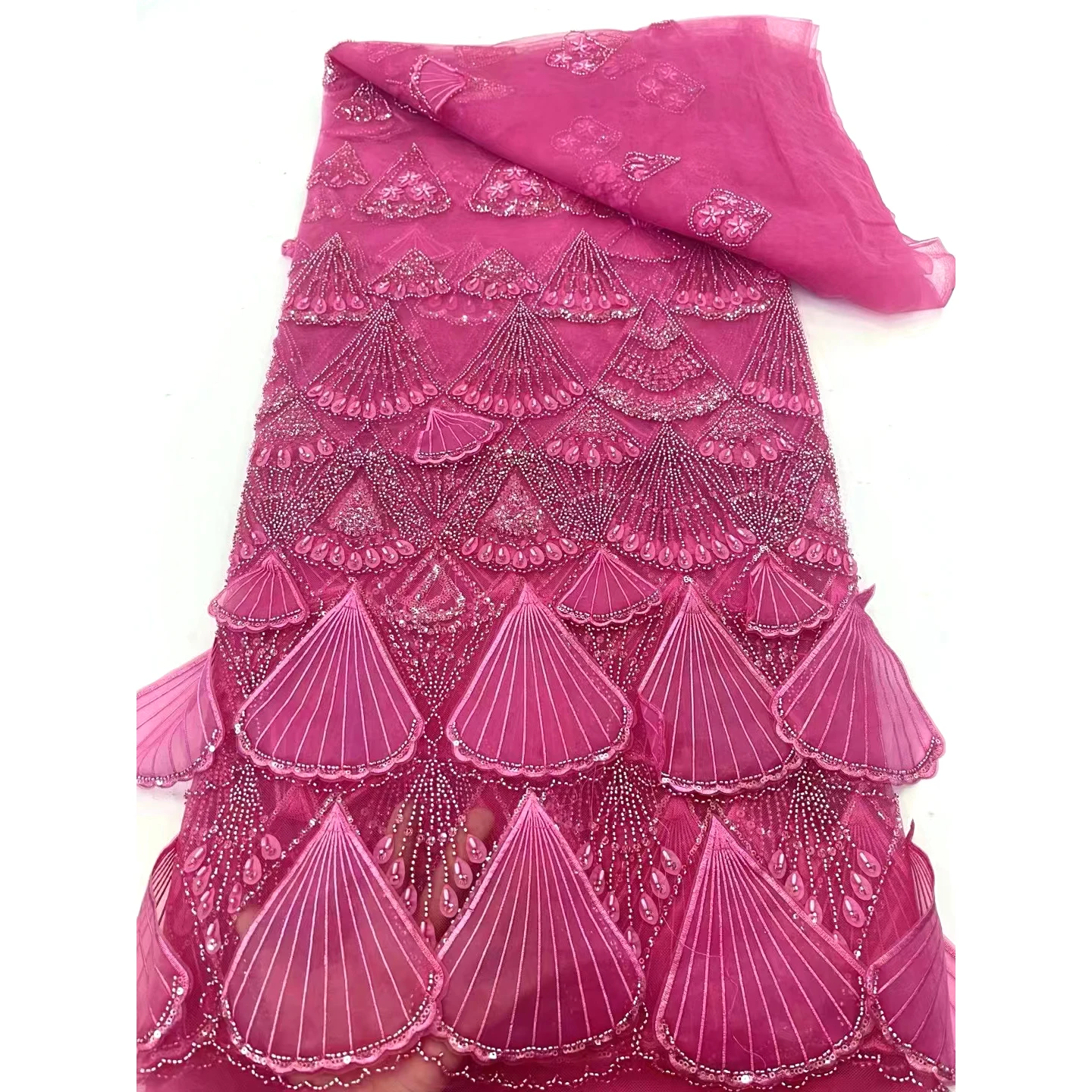 Manufacturer Direct Selling Elegant Luxury Shiny Sequin Beaded Tulle Mesh Lace Embroidery Fabric For Dress