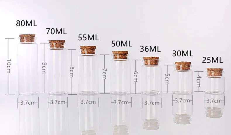 Food Grade Airtight Transparent Glass Canister Storage Jar Glass Tube Food Jar For Herb Spice Tea Container With Wooden Cork