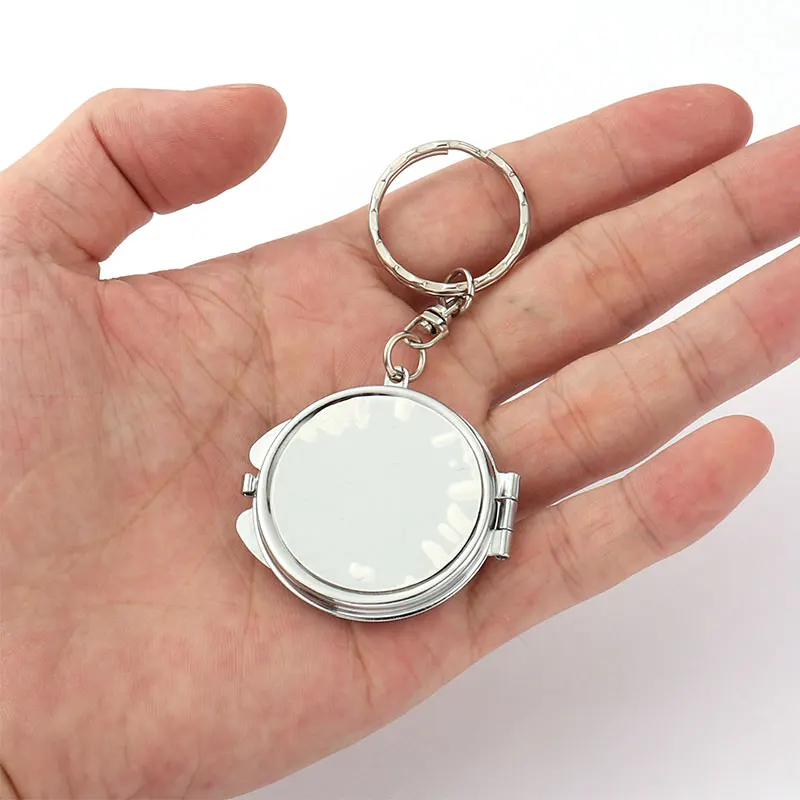 Metal Ladies Gift Sublimation Double-sided Blank Portable Mirror Keychain