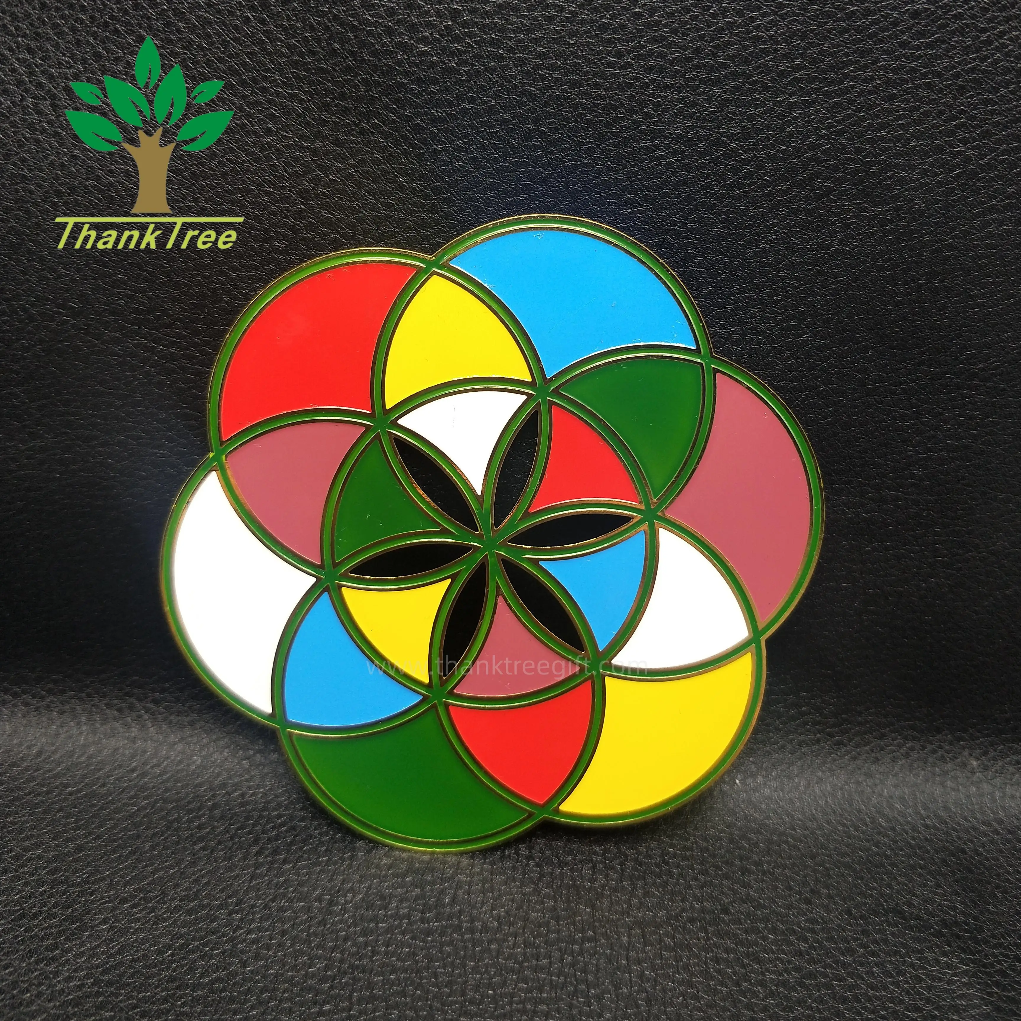 luxury colorful printing religious metal crafts Ganesh icon gold plated labels in different sizes