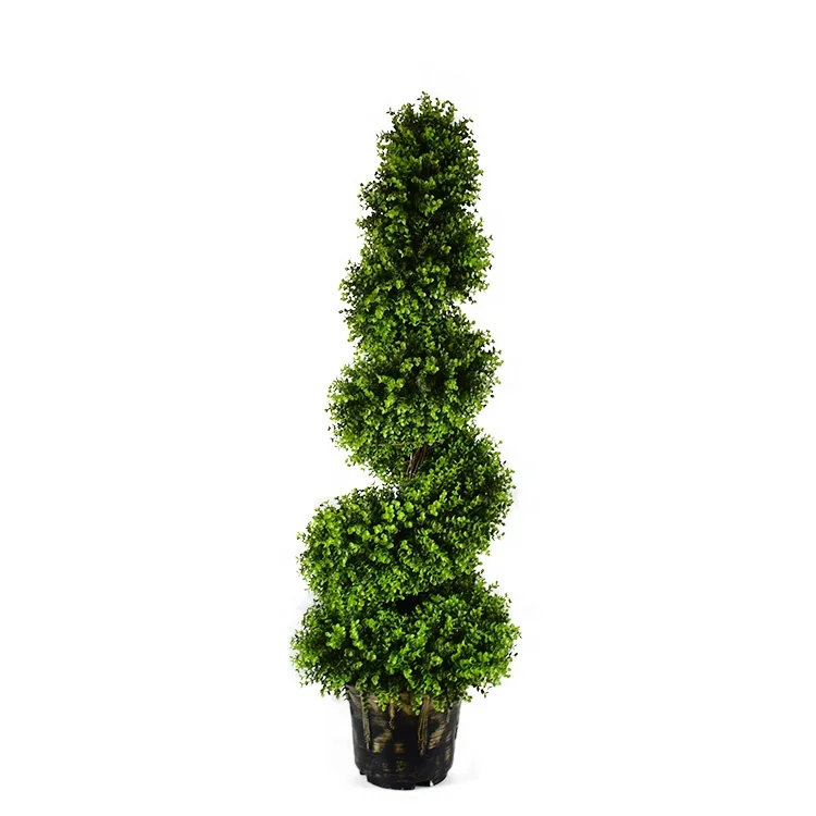 Artificial Boxwood Cypress Spiral Topiary Indoor Outdoor UV Proof Trees Plants for Home or Office