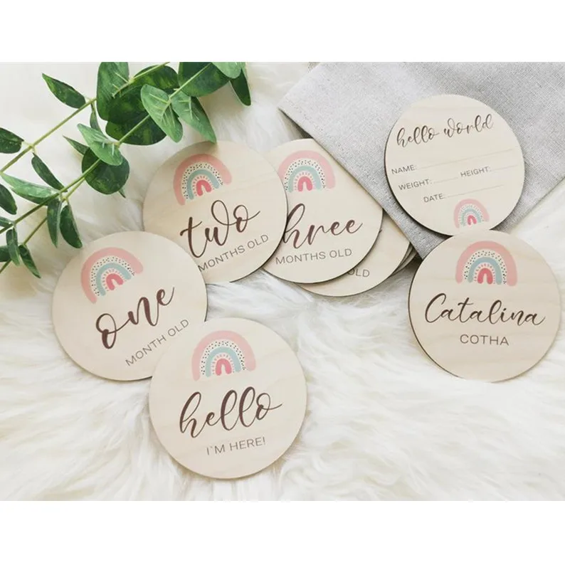 pregnancy baby milestone dise monthly cards color announcement sign rainbow photo props nursery decor newborn shower gift