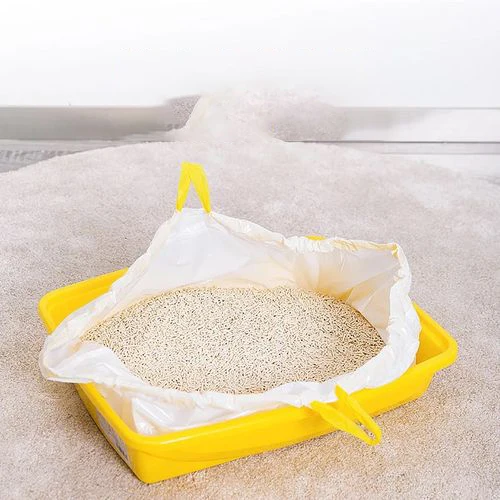 High quality cute disposable cat litter box pan liner filter refills waste flat plastic bag for litter with drawstring