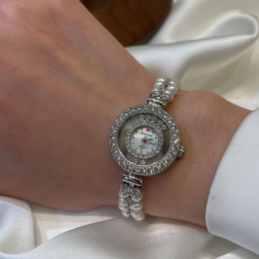 Aimgal jewelry High-grade light luxury baroque pearl moissanite bracelets  quartz watch women
