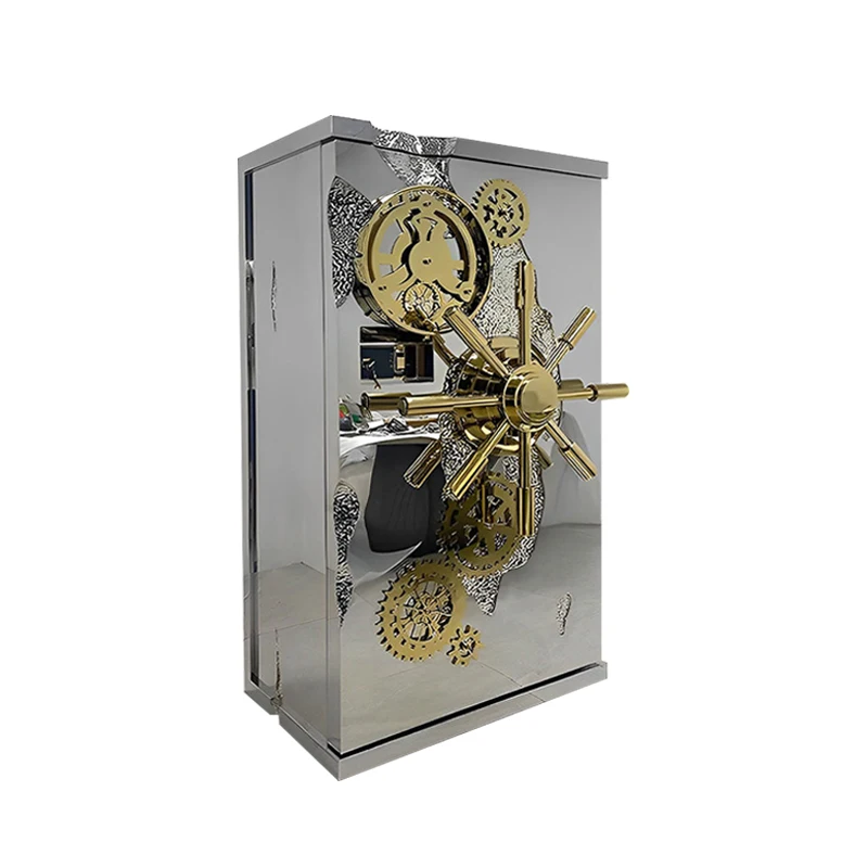 Furnistyle Customized Millionaire Gold Luxury Fireproof Stainless Steel Safes Electronic Locks Home Use Bedroom Safes Direct