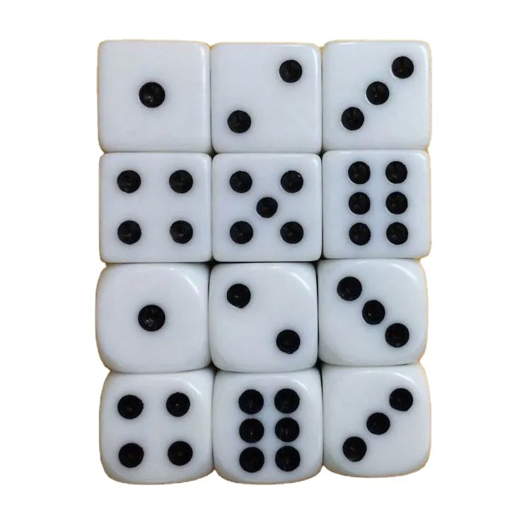 Yexin suppliers new products custom 6 sided black dot dice plastic white casino dice