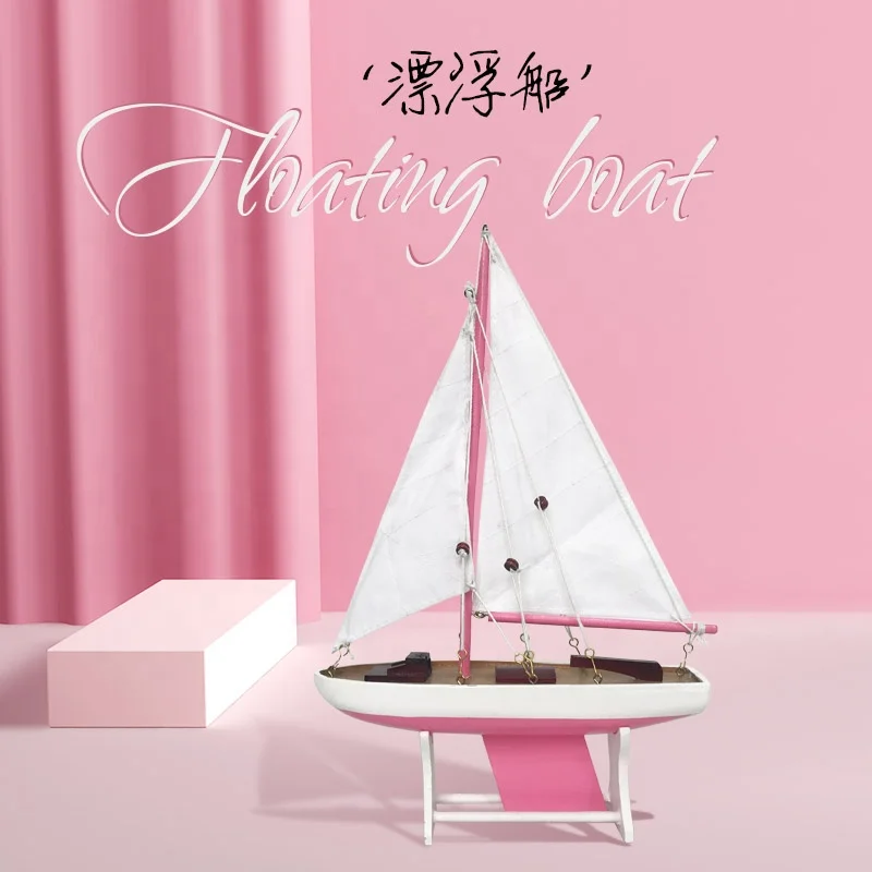 custom name gift Wooden blue pacific sailer model diy sailboat decoration pond yacht racing boat