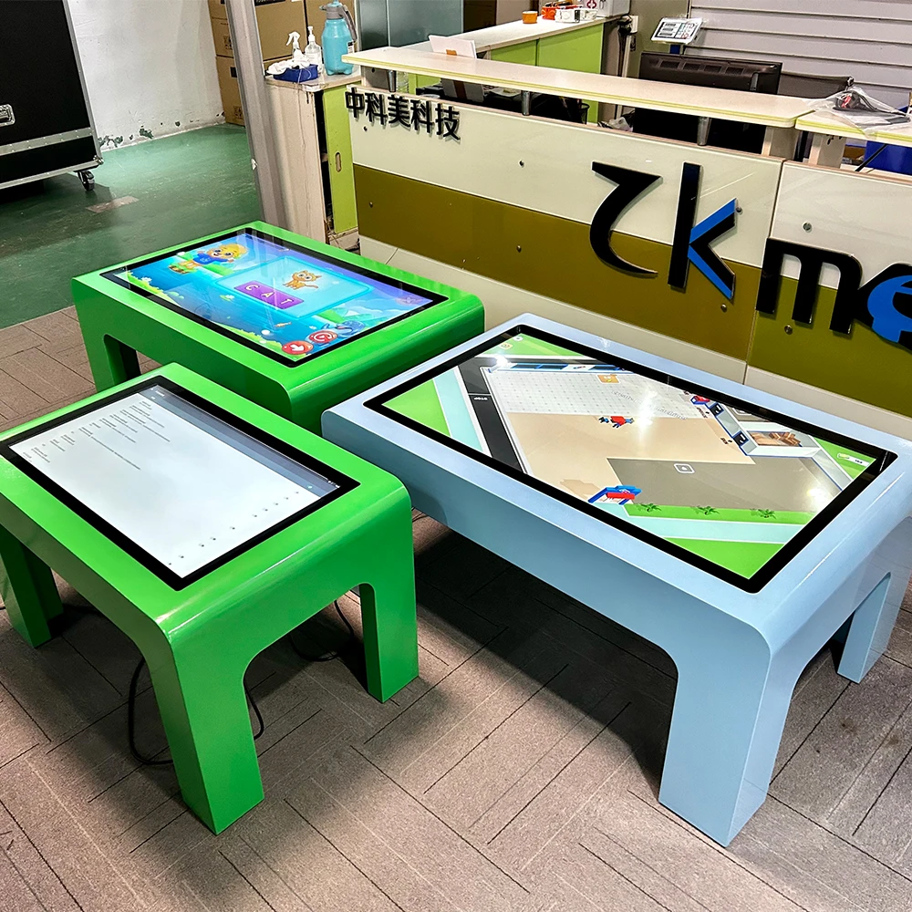 Zkmei Android Windows waterproof Smart touch table interactive games table with screen kiosk for kdis education in School