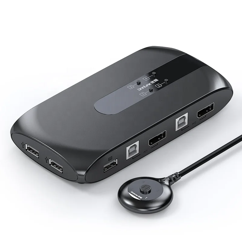 4K60Hz DP KVM Switch 4 Ports ODM OEM Factory Manufacturers Customization Logo PCB Circuit Board Graphic Packaging Design