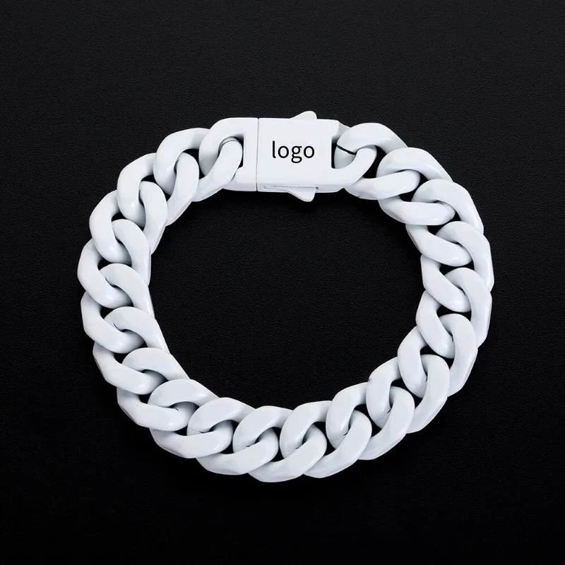 Cuban Link Chain Bracelet Naramek s retizkovym retizkem s vlastnim logem z nerezove oceli