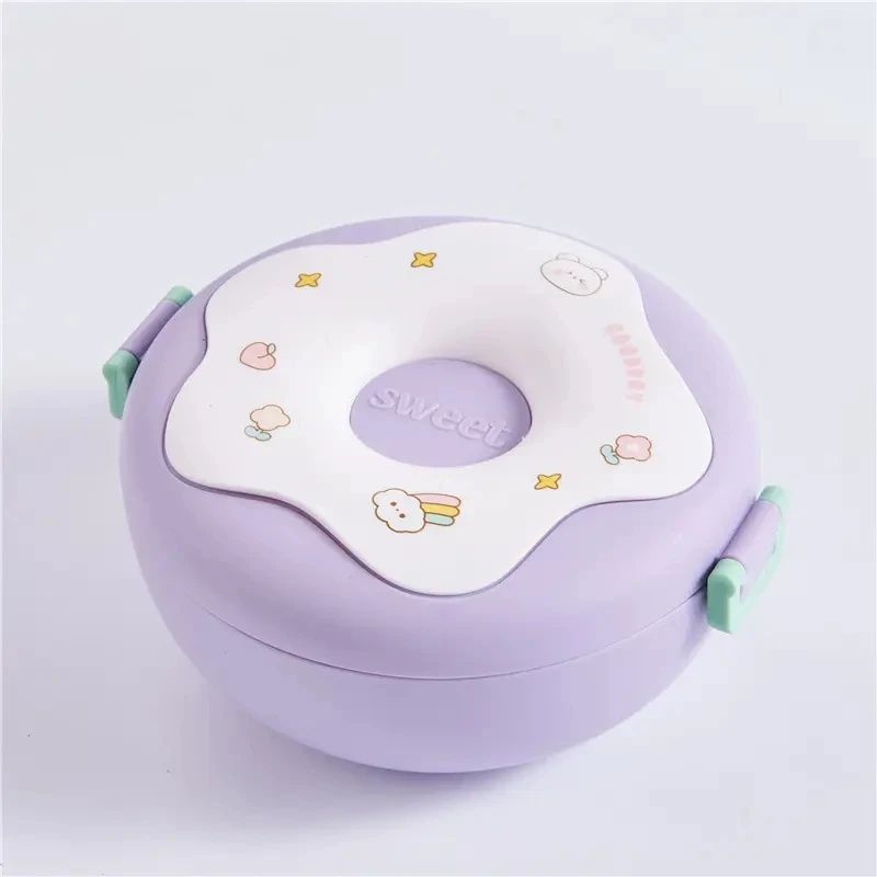 Donut lunch box cute children 1000ml large capacity 3 grids bento food box portable student lunch box with lid PP LunchBox