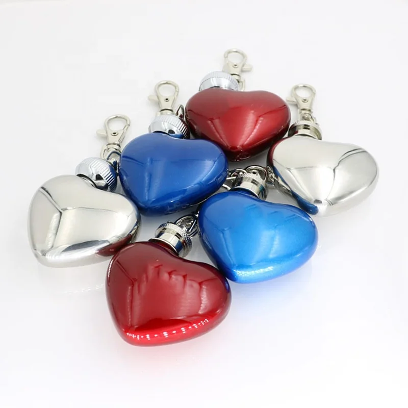 Портативная мини-фляга 1 унция, фляжка из нержавеющей стали в форме сердца, бутылка для водки, брелок, флакон для виски