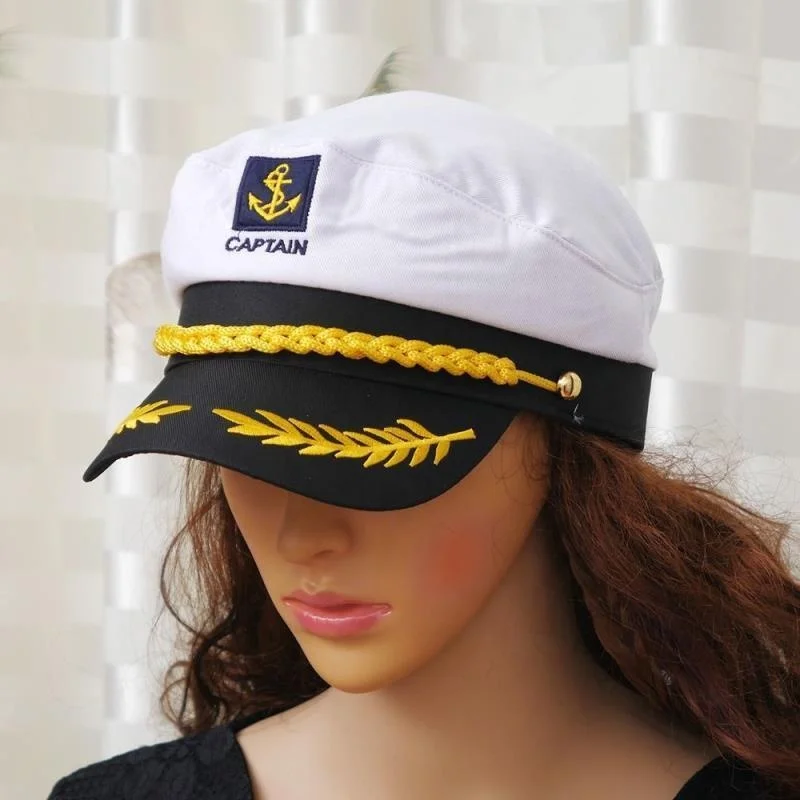 Adult Kids Adjustable Yacht Boat Ship Sailor Captain Costume Hat Navy Marine Admiral Embroidered Captain Hat