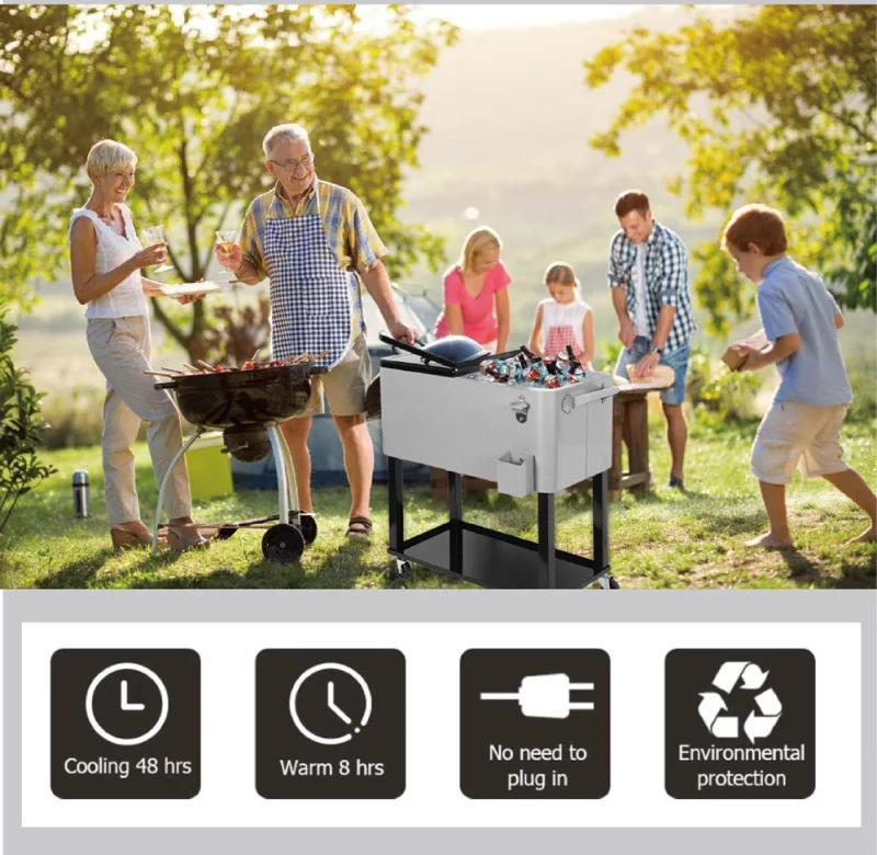 Yoho Hot Sale Outdoor Patio Ice Bucket-Cooler Cart Eco-friendly beverage  holder ice bucket for Summer Party