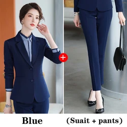 Fashion new women pants suits business formal long sleeve slim blazer and pants office ladies temperament work wear