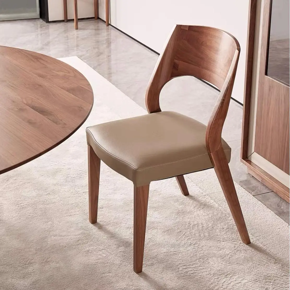 Low price Wooden Home Furniture Rattan Wicker Back with Soft Cushion Wood Kitchen Dining Restaurant Chair
