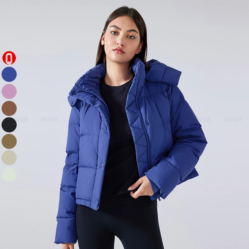 New Arrival Winter Warm Hooded Ultra Light Duck Down Jacket Women High Quality Windproof Crop Puffer Coat