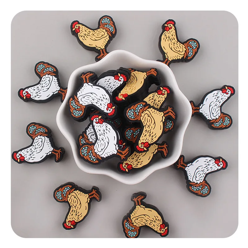Animal Chicken Focal Beads Silicone For For Pen Charm Beads Diy Necklace Keychain Making Findings