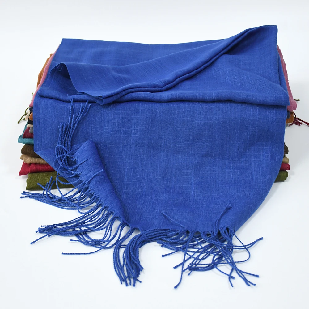 Fashion Solid Color shawl Muslim Women Cotton Crinkle Hijab Shawl Muslim Scarf