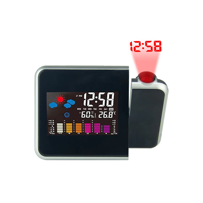 Дешевая пластиковая проекционная Метеостанция EMAF с будильником для прогноза погоды беспроводные настольные часы