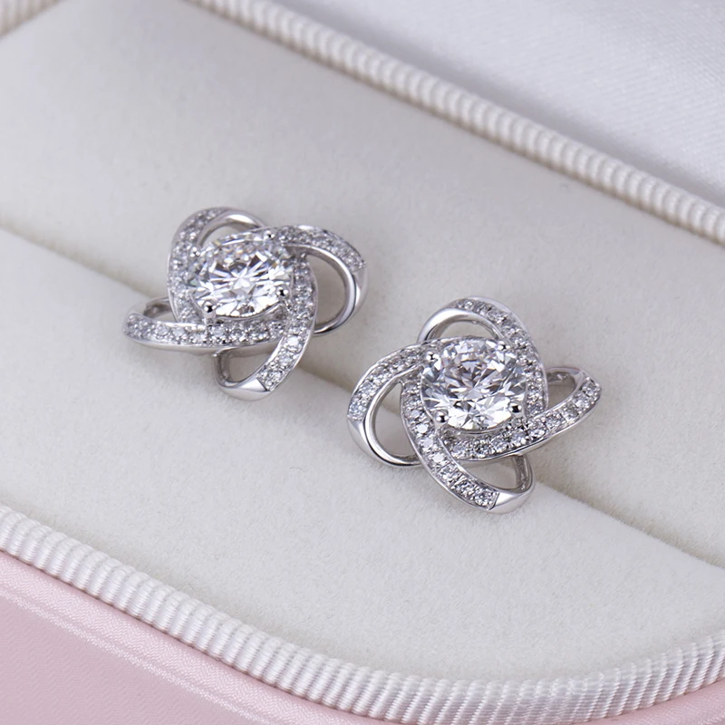 Mishang Fine Jewelry Platinum PT950 1.0ct Round Brilliant Cut Lab Grown Diamond Stud Earrings Lab Diamond Customised Jewelry