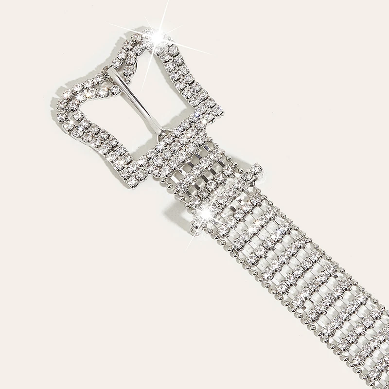 Оптовая продажа, западные новые модные изысканные женские металлические ремни со стразами и пряжкой-бабочкой