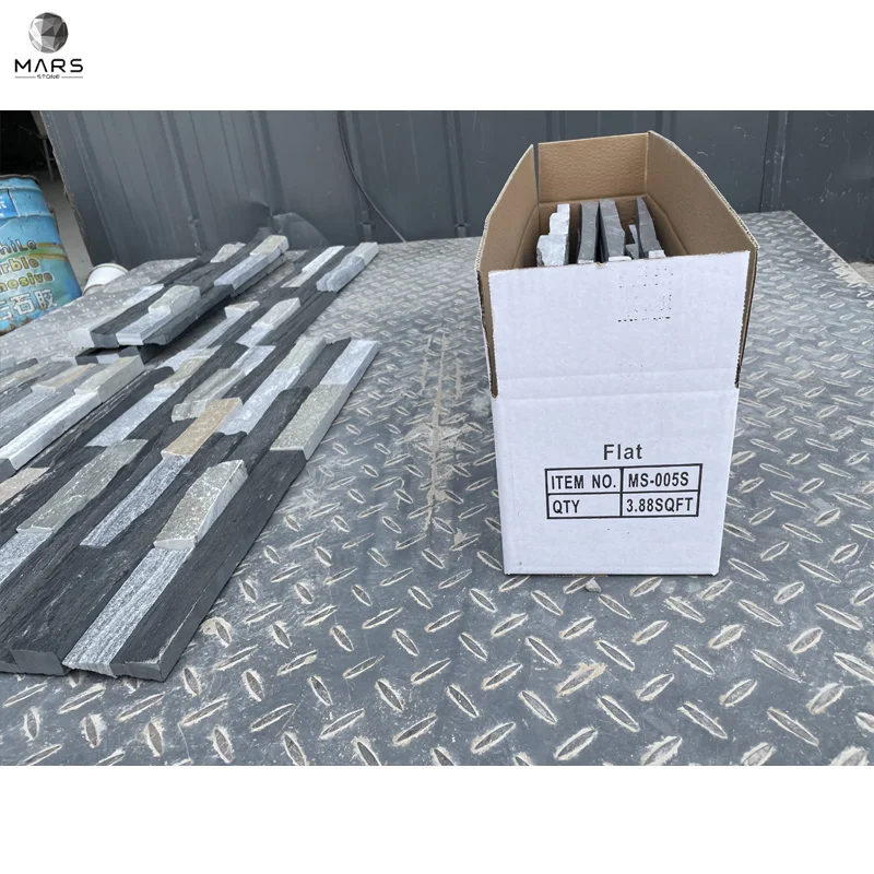 Natural Quartz Gray Interior Exterior Facing Wall Stone Covering Natural Stones Wall Decoration