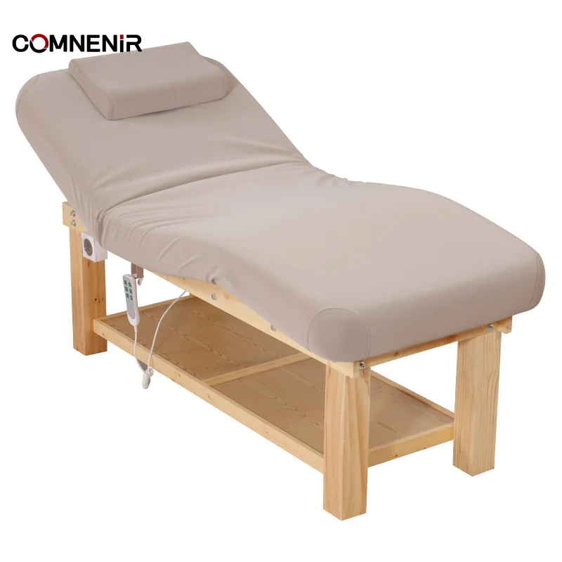 Luxury 4 Motor Stainless Steel Base Heating Electric Treatment Beauty Salon Spa Facial Massage Bed Headspa Furniture