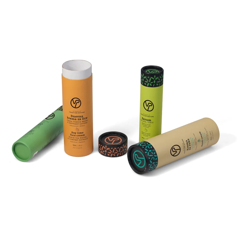 High End Cylinder Customized Paper Corrugated Tube Box Eco Friendly For Make up Cosmetic Packaging