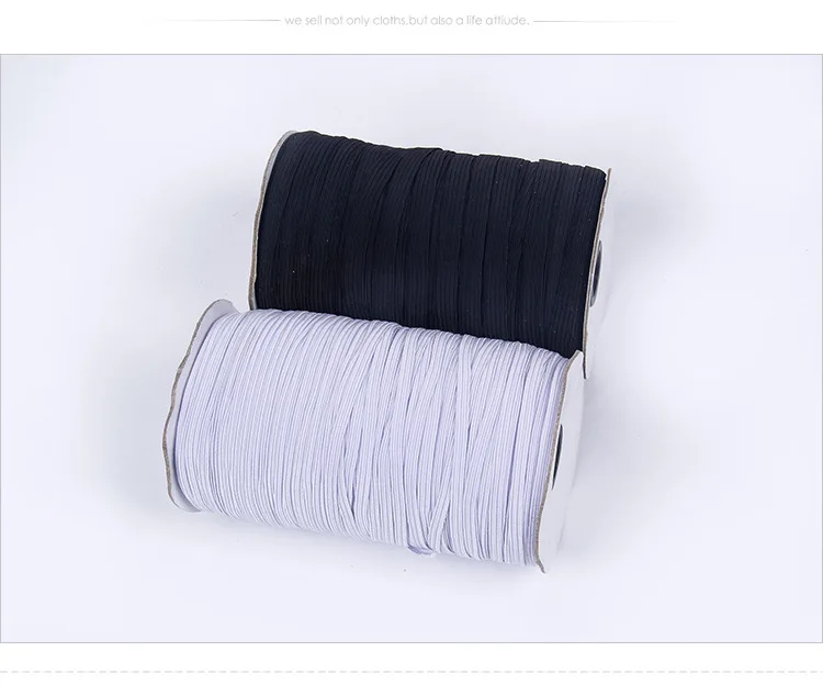 
Factory Price Wholesale White And Black Flat Braid Elastic Band Cord 