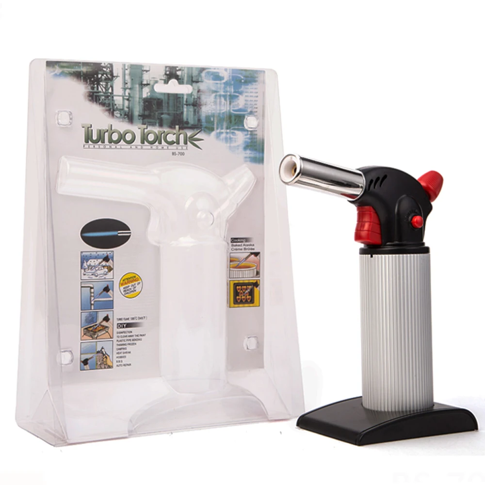 BS-700 Metal Bule Flame Creme Brulee Kitchen ButaneTorch Blow Gas Torch Lighter
