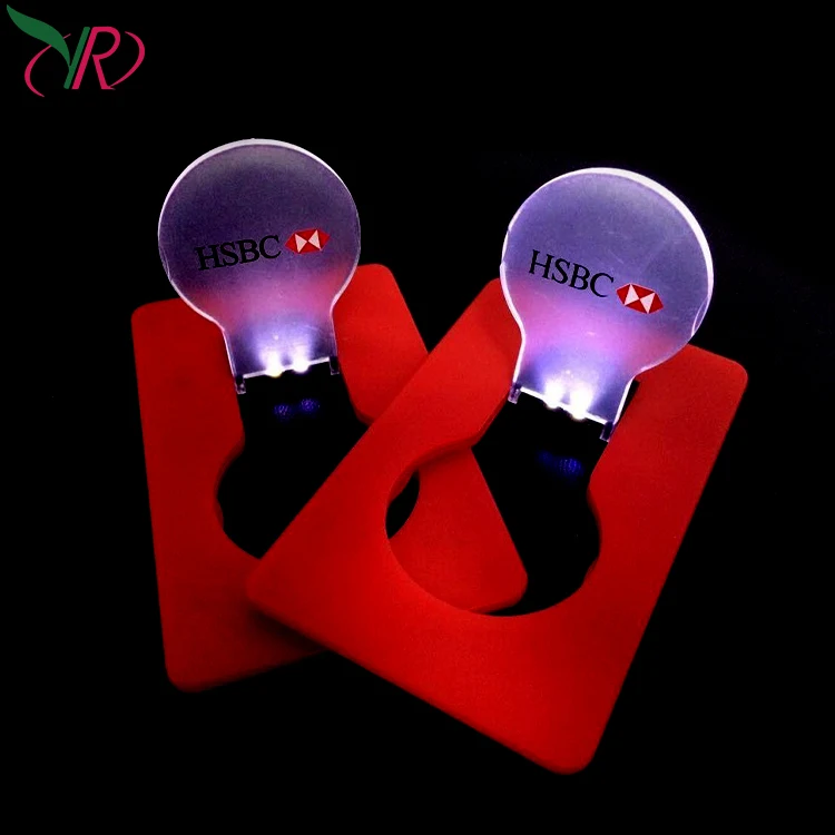 New Product Business Gift Led Card Light Bulb Shape Flashing Plastic Card