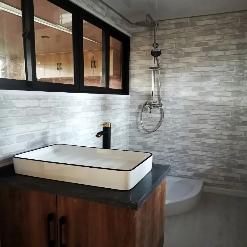 double glazed tempered glass windows tiny hotel modern villa 1bedroom bathroom faucet shower prefab wood houses container